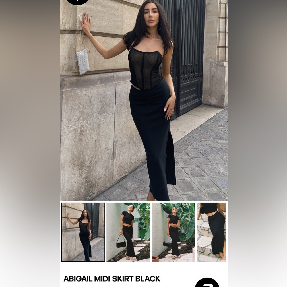 Princess Polly Abigail black midi skirt